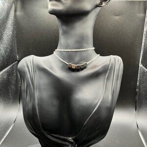 Stainless Steel SQUARE Cube Necklace Waterproof Brand New 18 or 20 inches long